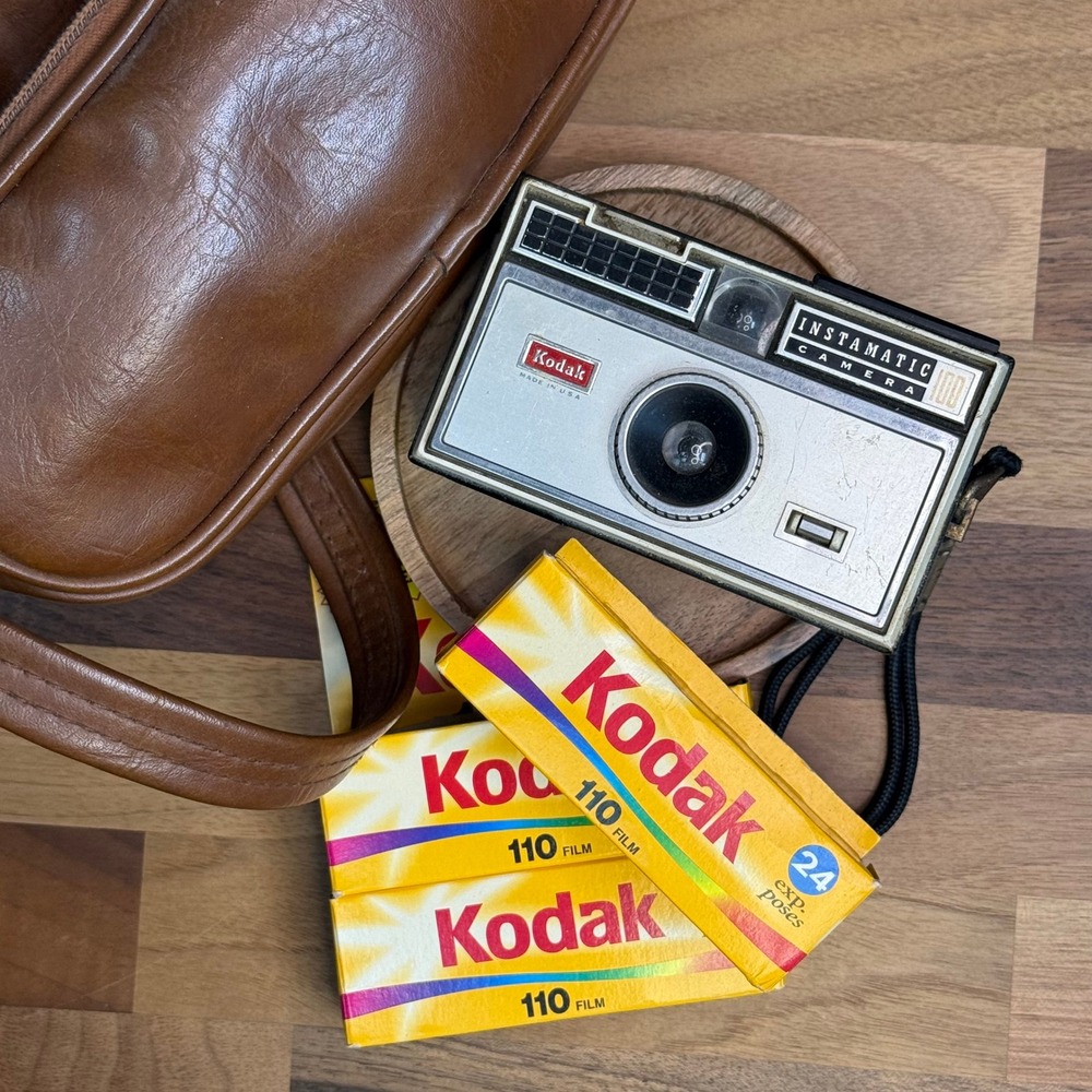 Vintage 110 film (5) Bundle Kodak Instamatic 100 Camera Bundle with Case